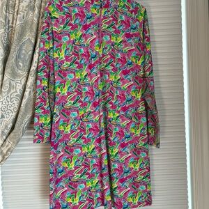 IBKUL Pink Floral Long-Sleeve Women’s Dress call Peacock